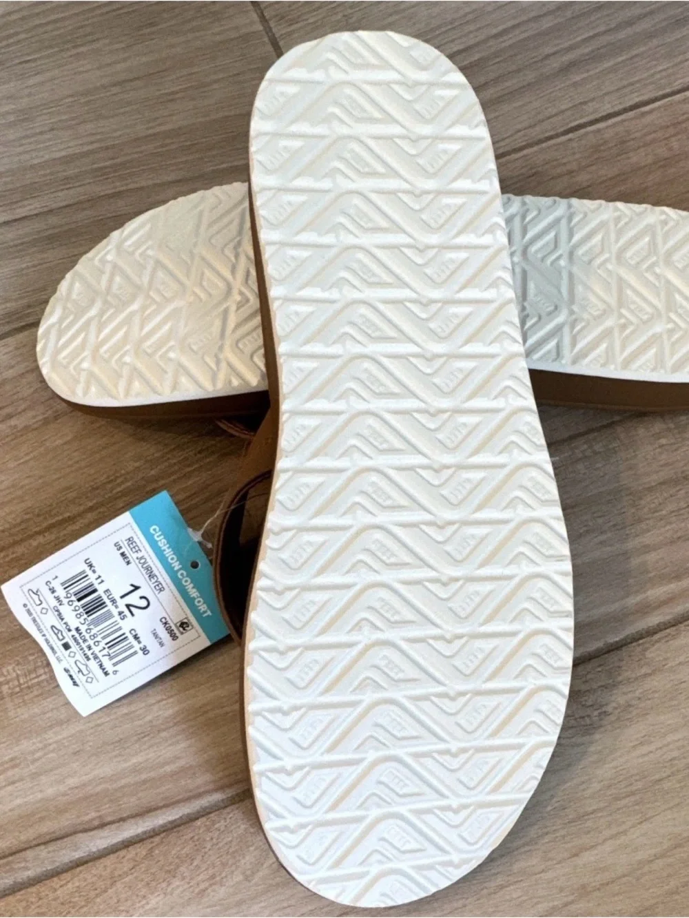 Reef Journeyer Cushioned Comfort Flip Flop Sandals Brown Logo Men US 12